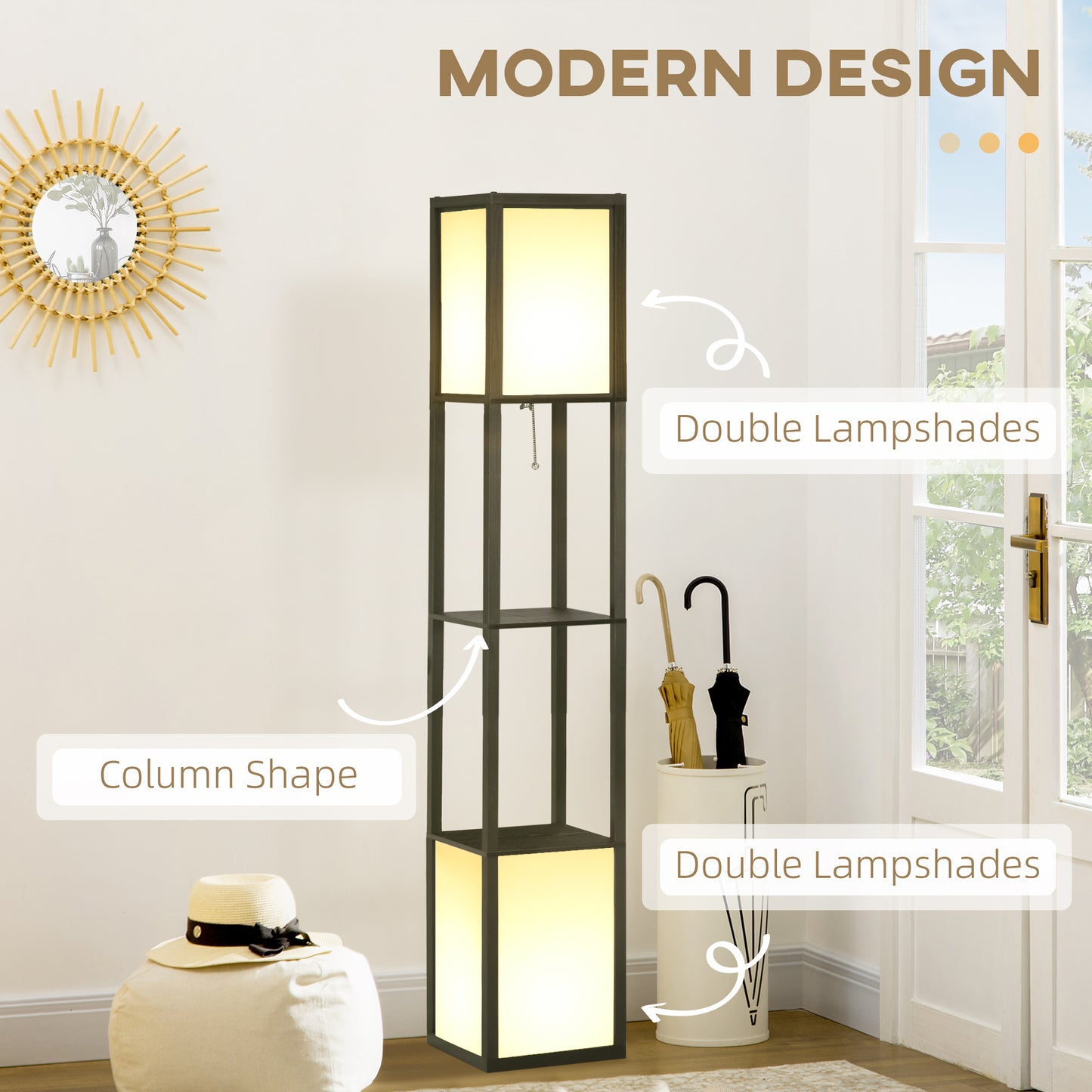 Modern Shelf Floor Lamp with Dual Ambient Light