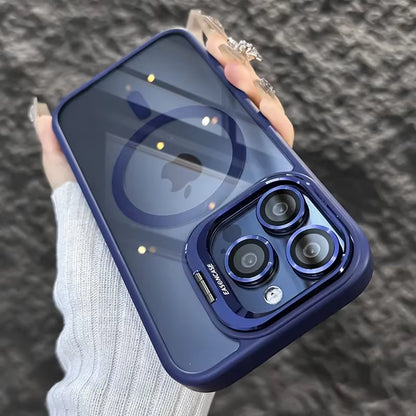Luxury Magnetic Shockproof Phone Case for Iphone15 14 13 12 11 Pro Max plus Funda Stand Glass Lens Protection Back Cover